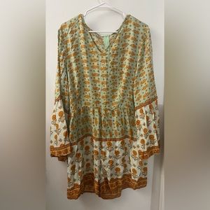 Shein romper lightweight, seafoam, green copper colors, beautiful flower pattern